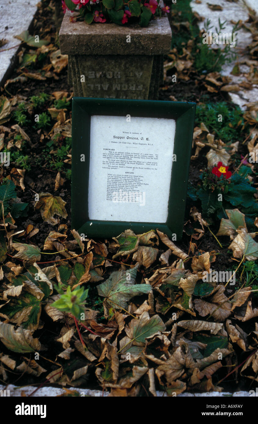 Sapper Zwiebeln Grab Alderney Kanalinseln Stockfoto