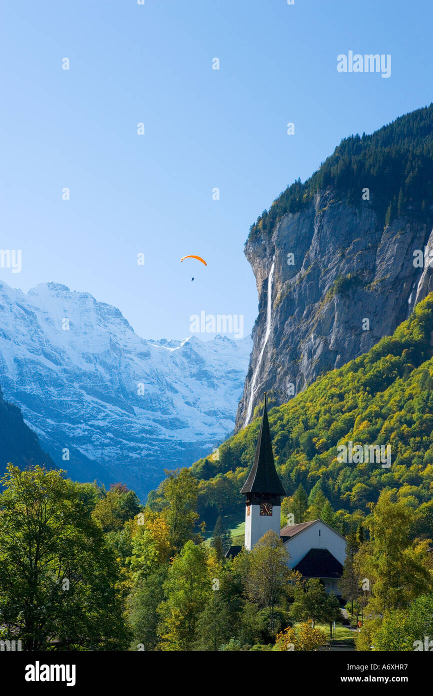 Schweiz Berner Oberland Blick über Lauterbrunnen Stockfoto