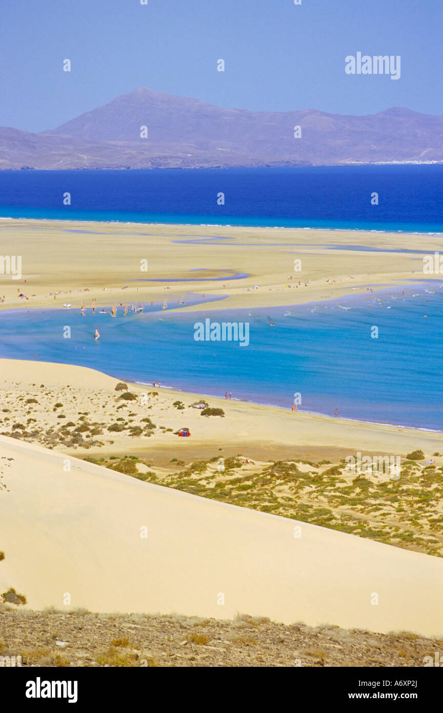 Sandy Dünen Küste und die Halbinsel de Gandia Fuerteventura Kanaren Spanien Atlantik Europa Stockfoto