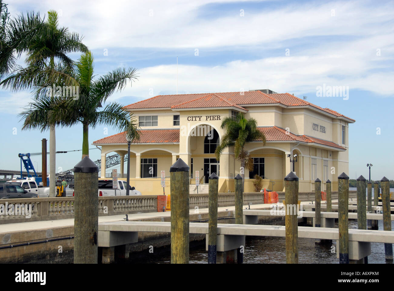 City-Pier in der Altstadt die Innenstadt von Peace River am Flussufer in Ft Fort Myers Florida FL Stockfoto