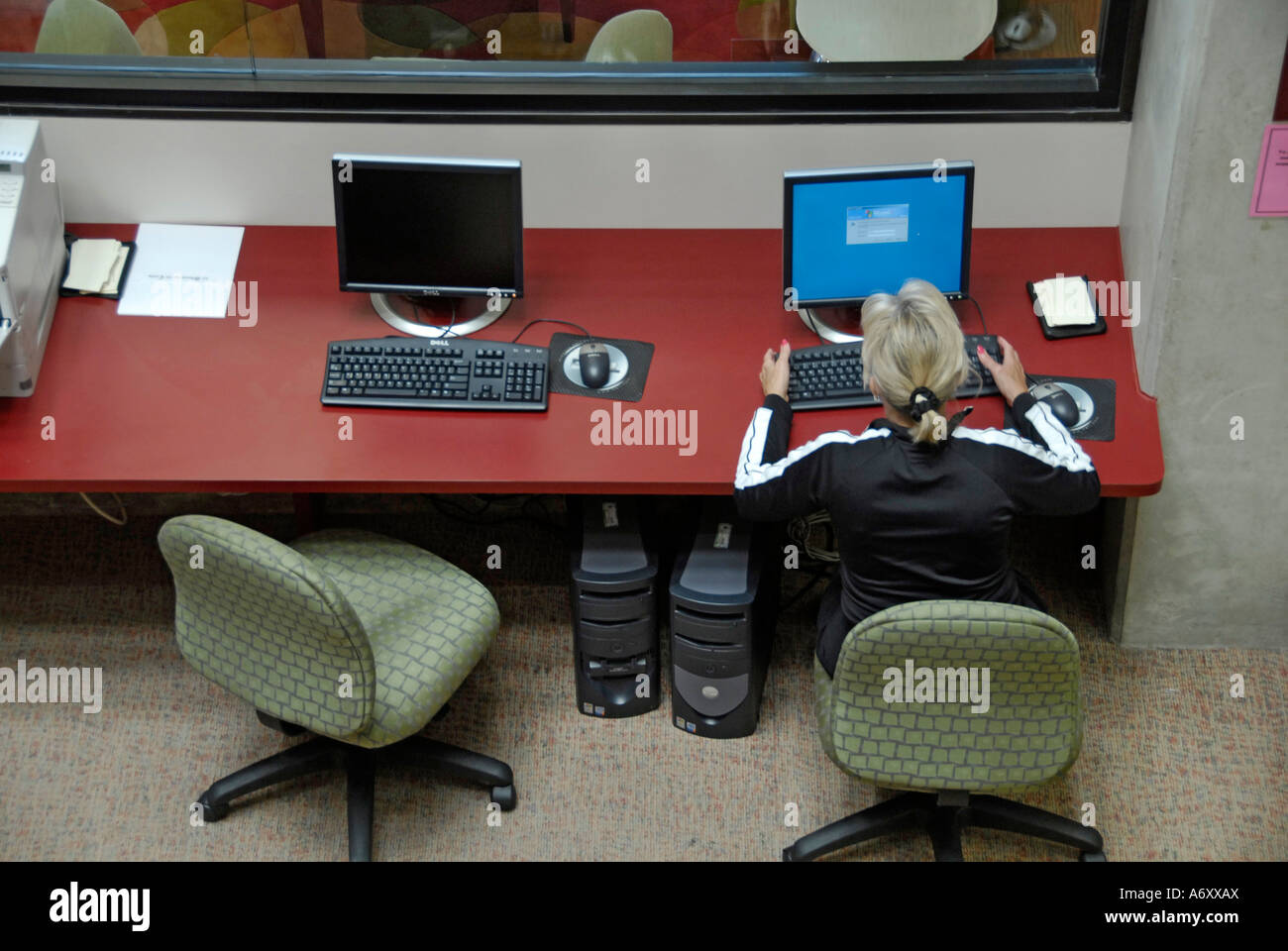 Erwachsener Lerner in Florida Southern College Bibliothek in Lakeland Central Florida Vereinigte Staaten Stockfoto