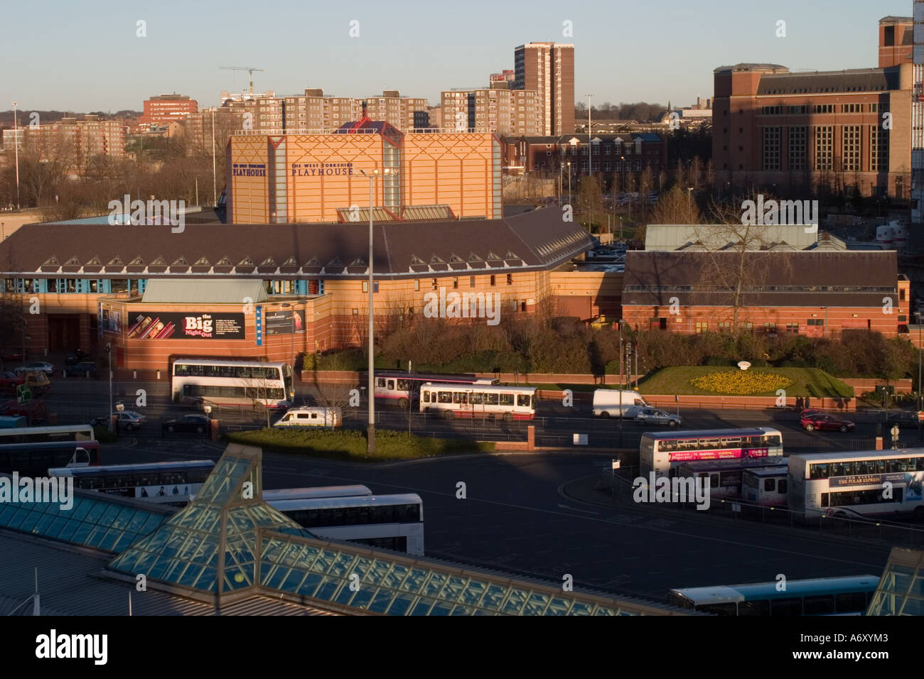 Quarry Hill Leeds vom "New York Street" Leeds Playhouse und Busbahnhof Stockfoto