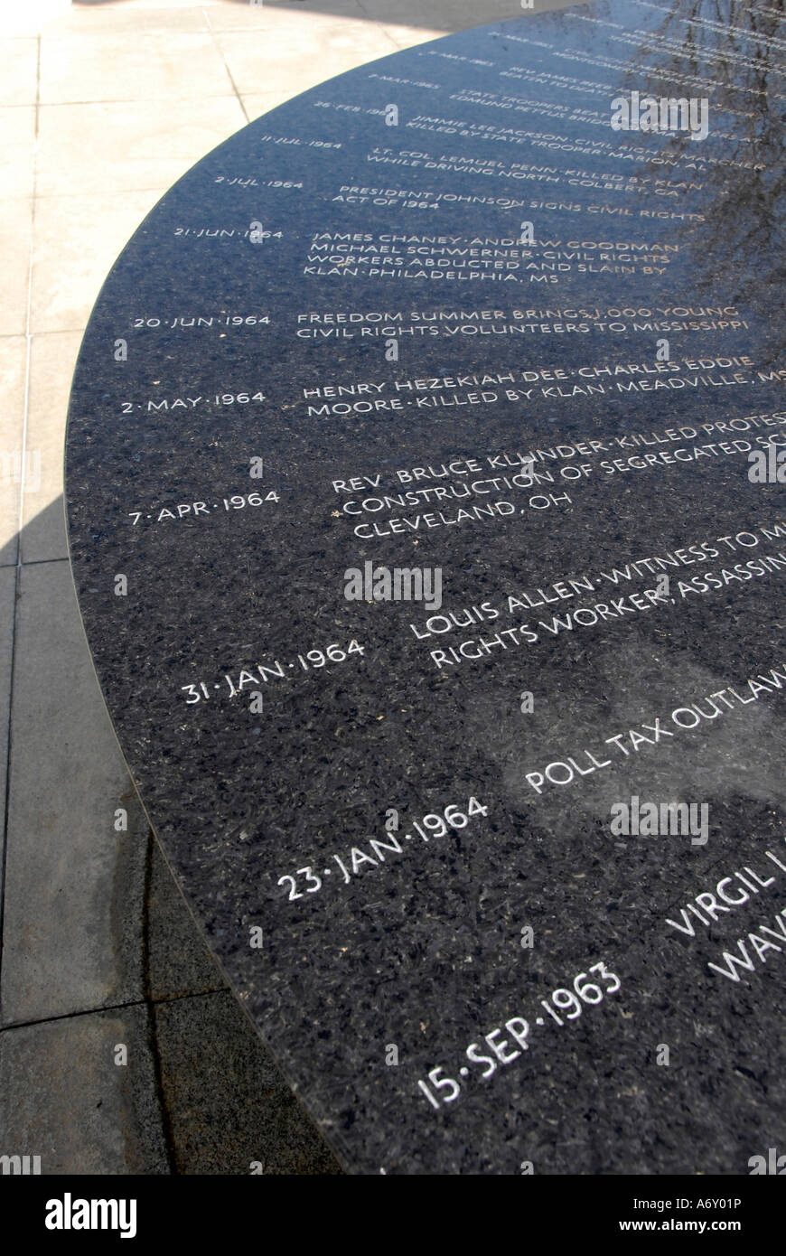 Timeline-Denkmal von Maya Lin Architekten an das Civil Rights Memorial Center Stockfoto