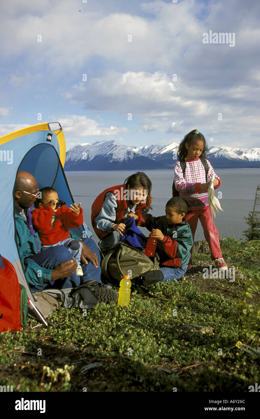 Familien Camping Turnagain Arm Yunan AK-Sommer Stockfoto
