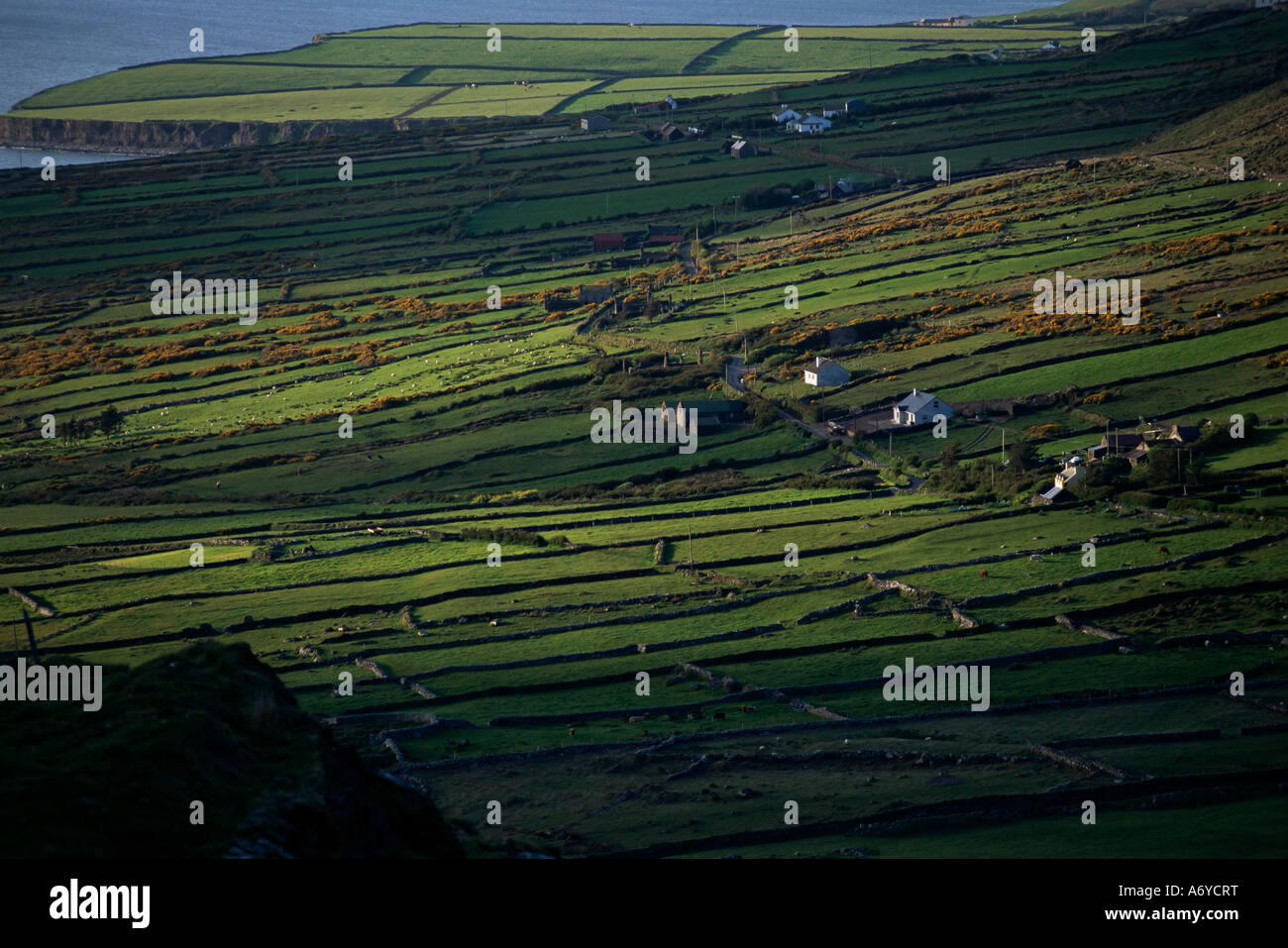 Blick in Richtung der Bera-Halbinsel von der Ring of Kerry Straße Iveragh Halbinsel County Kerry Munster Eire Republik von Irland Stockfoto