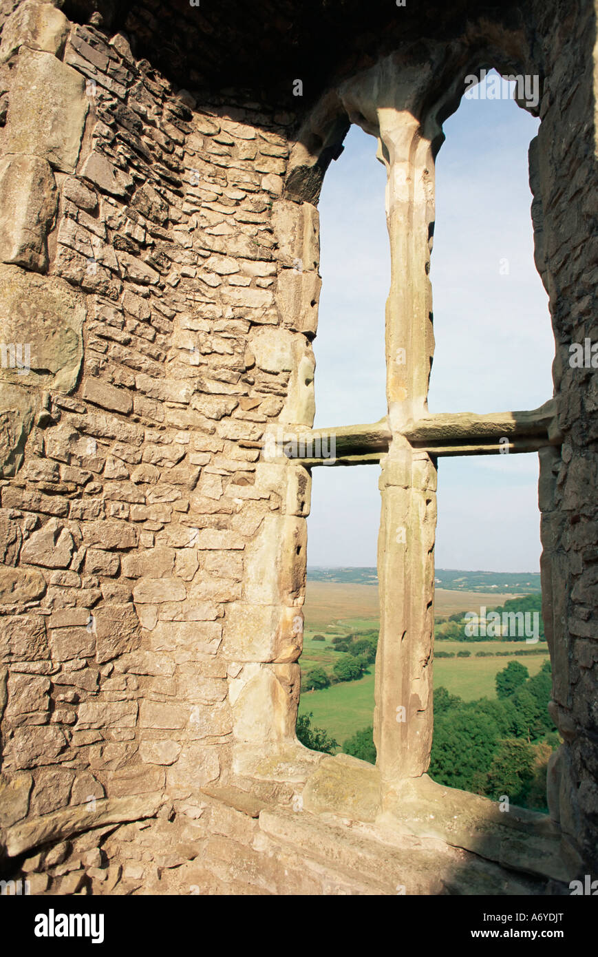 Detail des Fensters in Weobley Castle Gower Halbinsel West Glamorgan Wales Großbritannien Europa Stockfoto