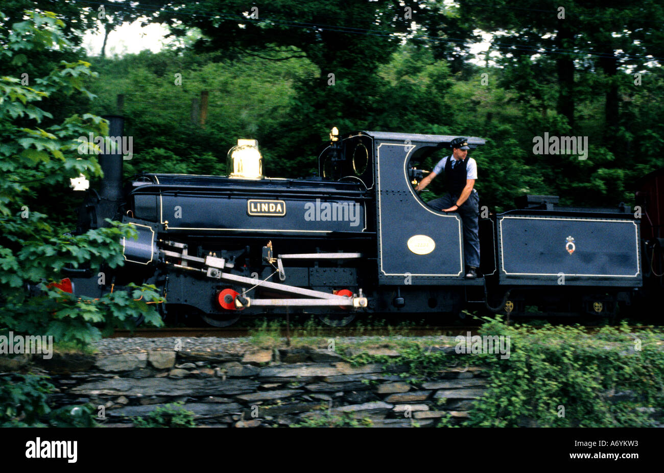 North Wales Dampfmaschine Zug Locomotive Eisenbahnschiene Stockfoto