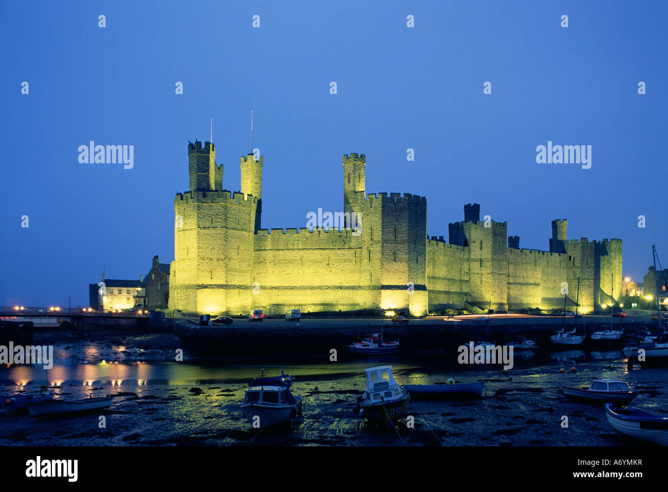 Caernarfon Caernarvon Castle UNESCO World Heritage Site Gwynedd Wales England Europa Stockfoto
