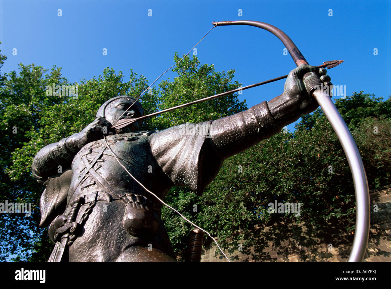 Statue von Robin Hood Nottingham Nottinghamshire England England Europa Stockfoto