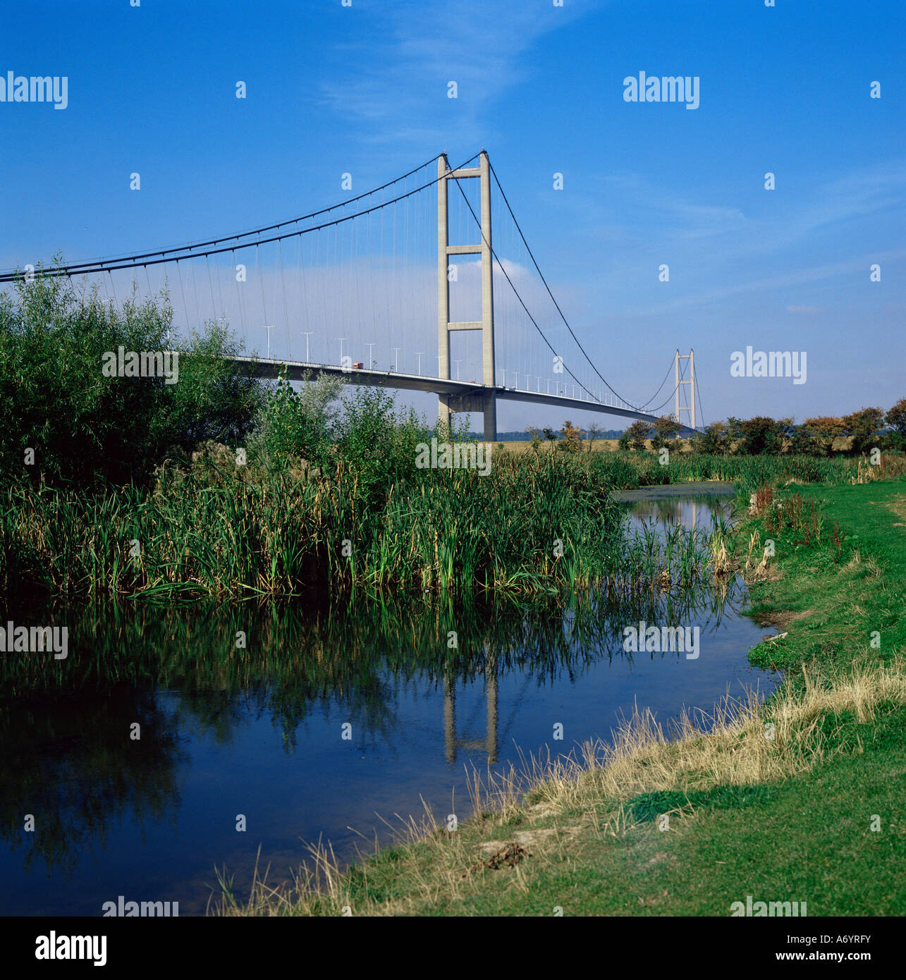 Humber Brücke vom Südufer Yorkshire England England Europa Stockfoto