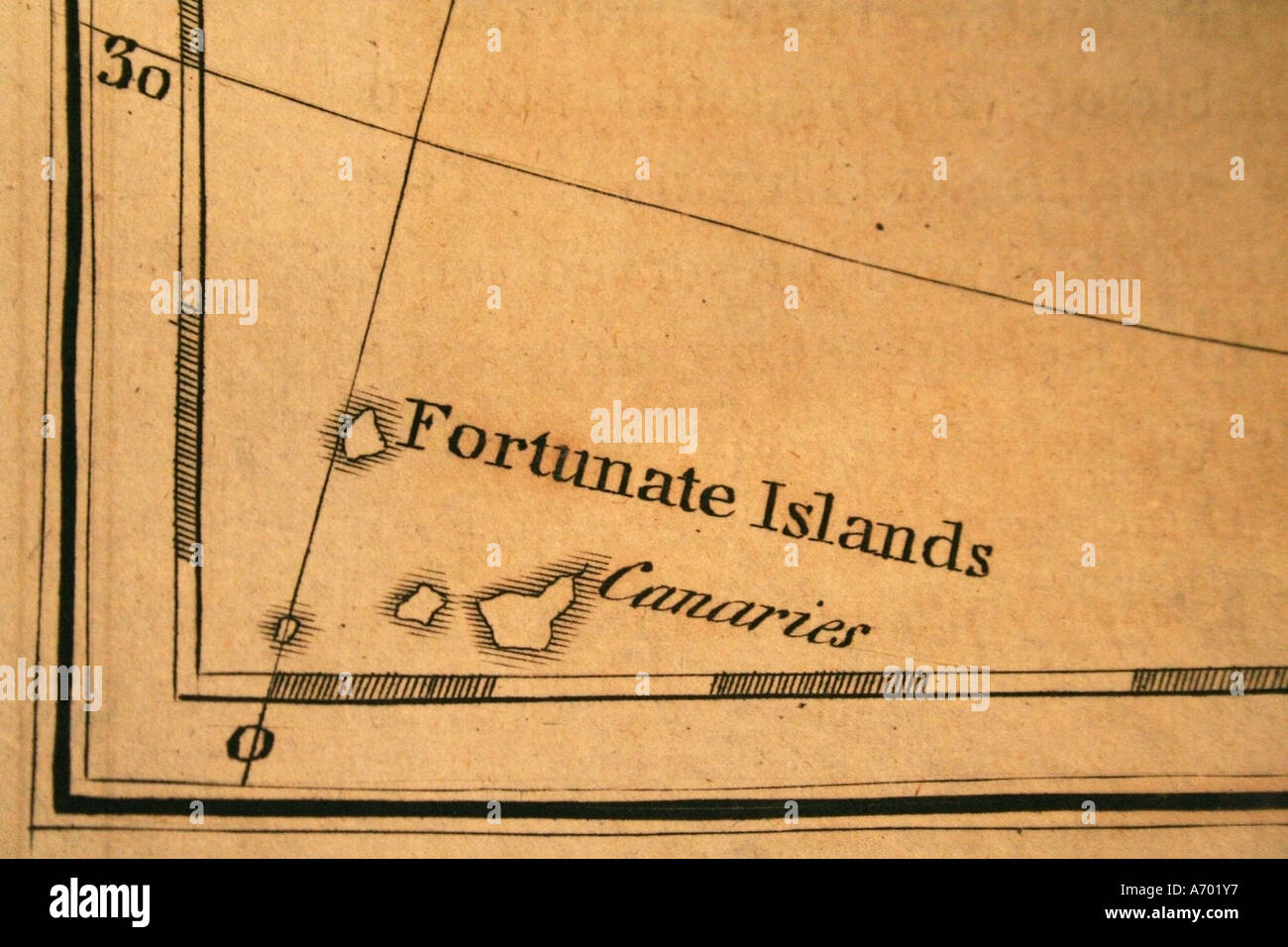 Ausschnitt aus einer Karte aus dem 18. Jahrhundert von den Kanarischen Inseln Stockfoto