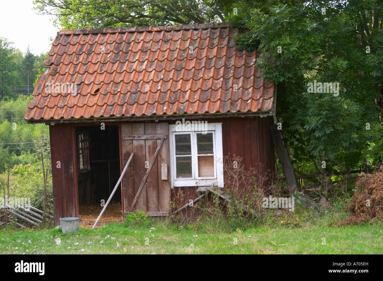 Ein Plumpsklo auf dem Hof wo Linné wurde die Farm in Rashult geboren, wo Carl von Linné geboren wurde. Smaland Region. Schweden, Europa. Stockfoto