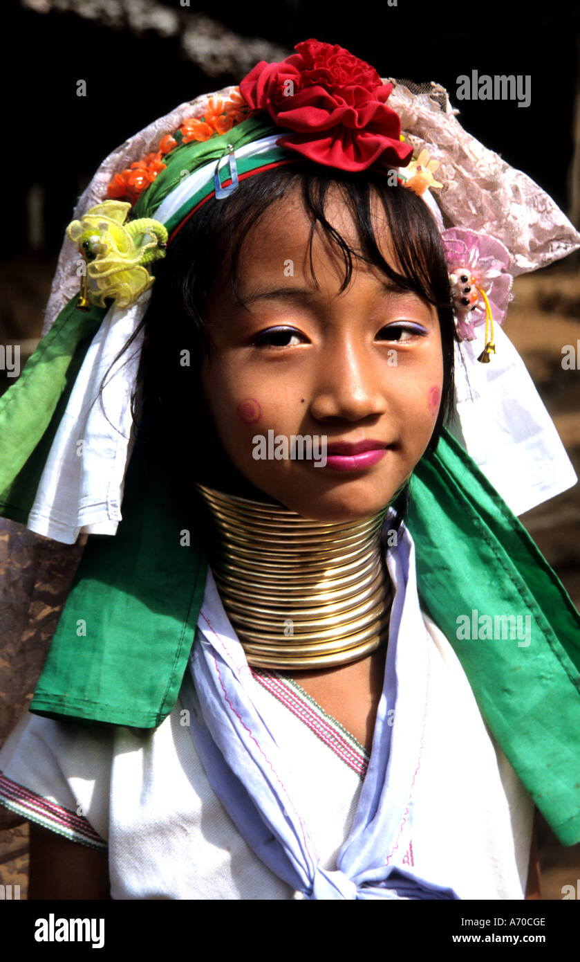 Padong Longneck Thailand burmesische Flüchtlinge Halskette Stockfoto