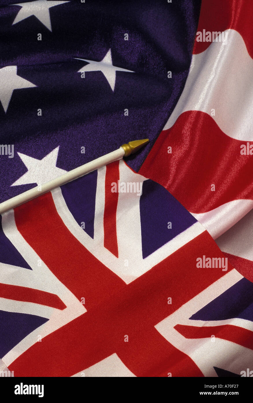 Union Jack UK Flagge und Stars and Stripes US-Flagge Stockfoto