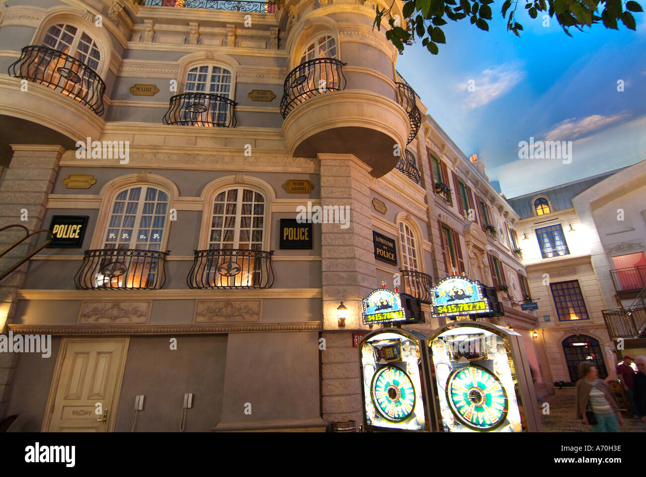 Innenszene Straße und Gebäude Paris Hotel Las Vegas Stockfoto