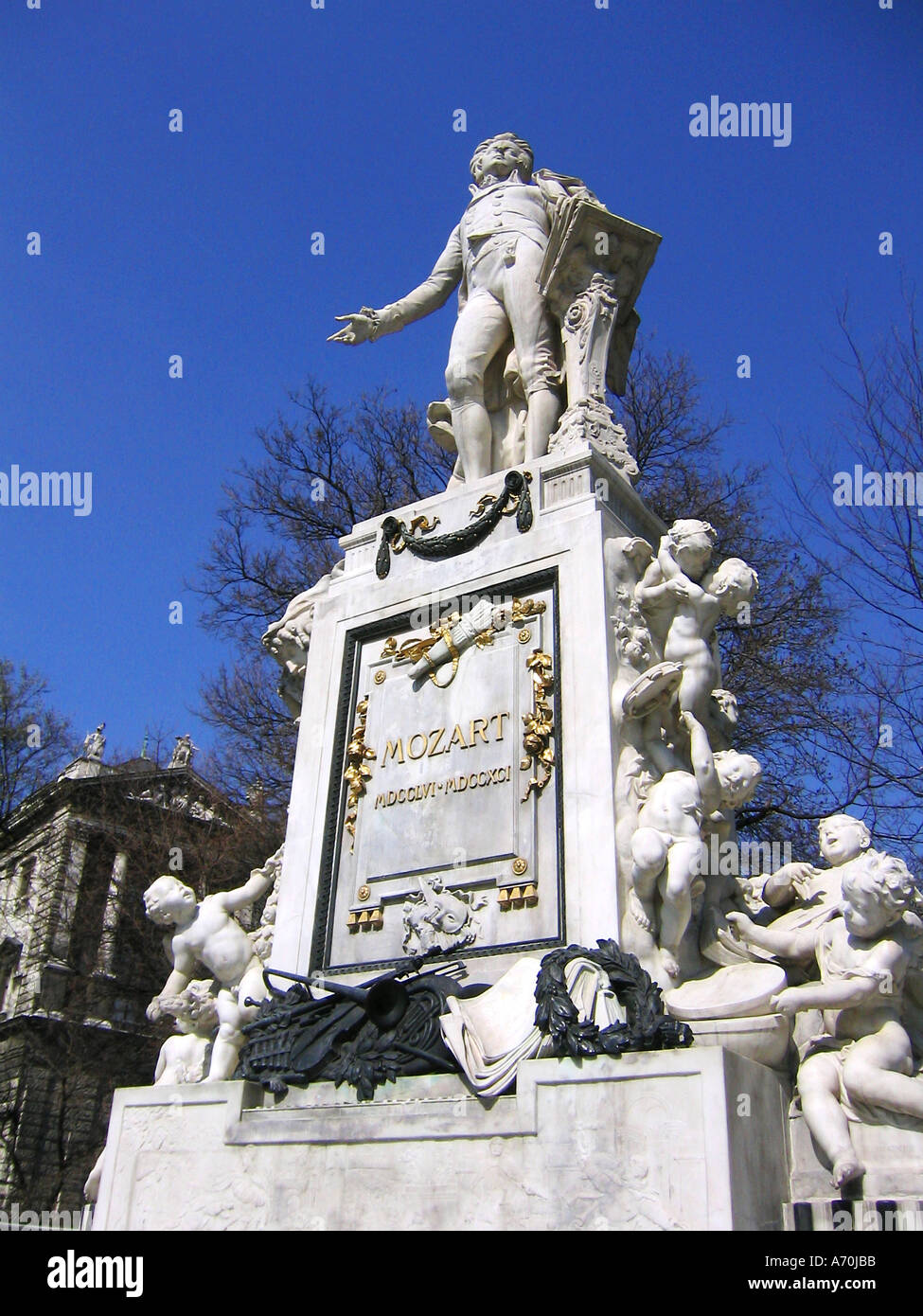 Denkmal von Wolfgang Amadeus Mozart im Burggarten Wien Österreich Stockfoto