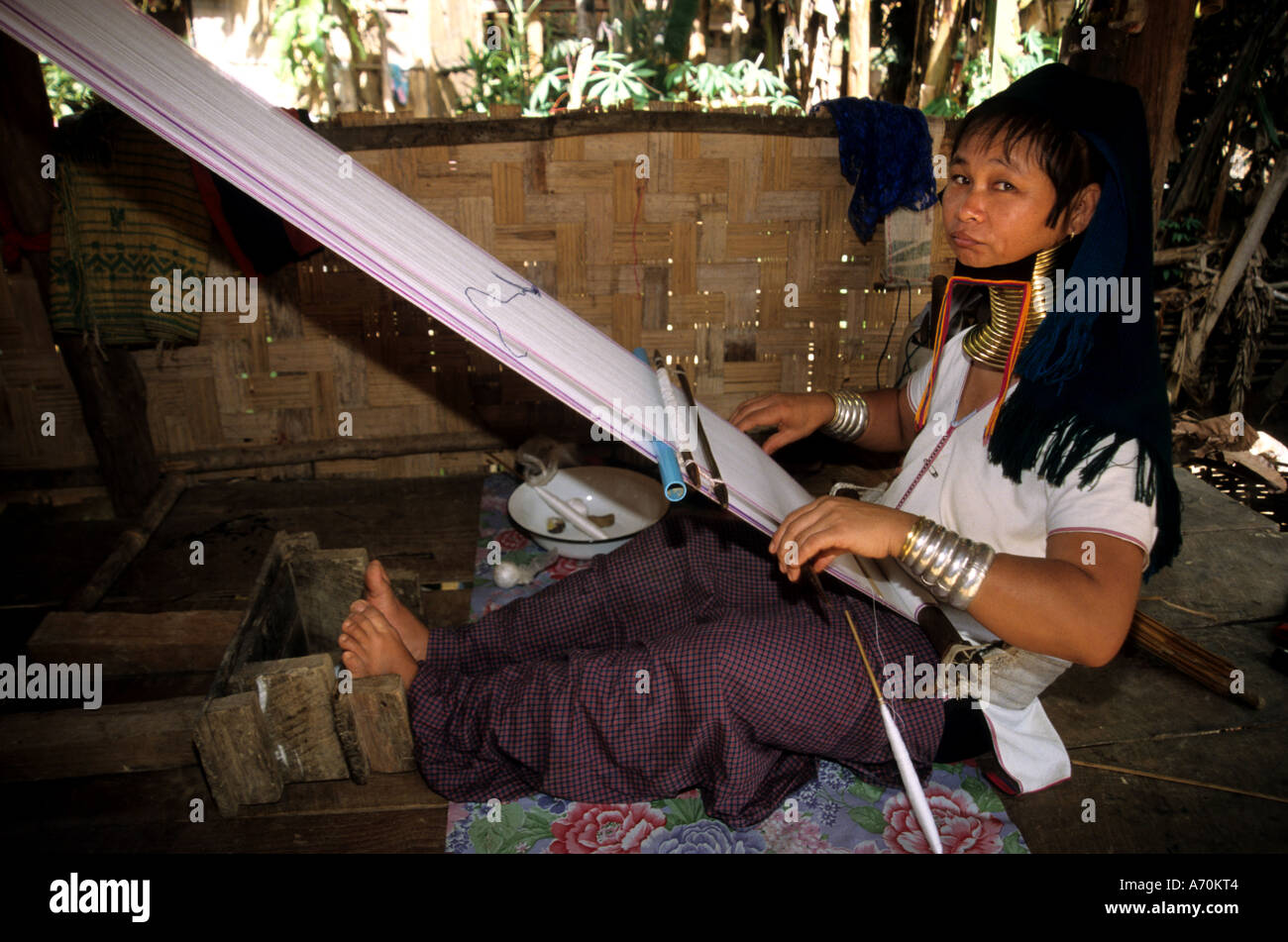 Padong Longneck Thailand burmesische Flüchtlinge Halskette Stockfoto