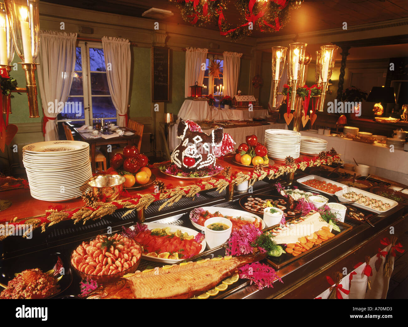 Weihnachtsbuffet oder Julbord auf Stallmastaregarden, das älteste