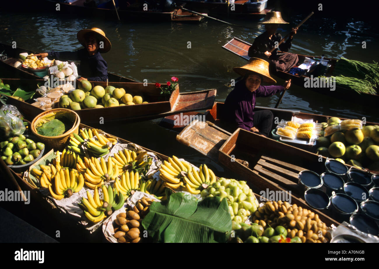 Thailand Damnoen Saduak floating Food Boot Marktrestaurant Stockfoto