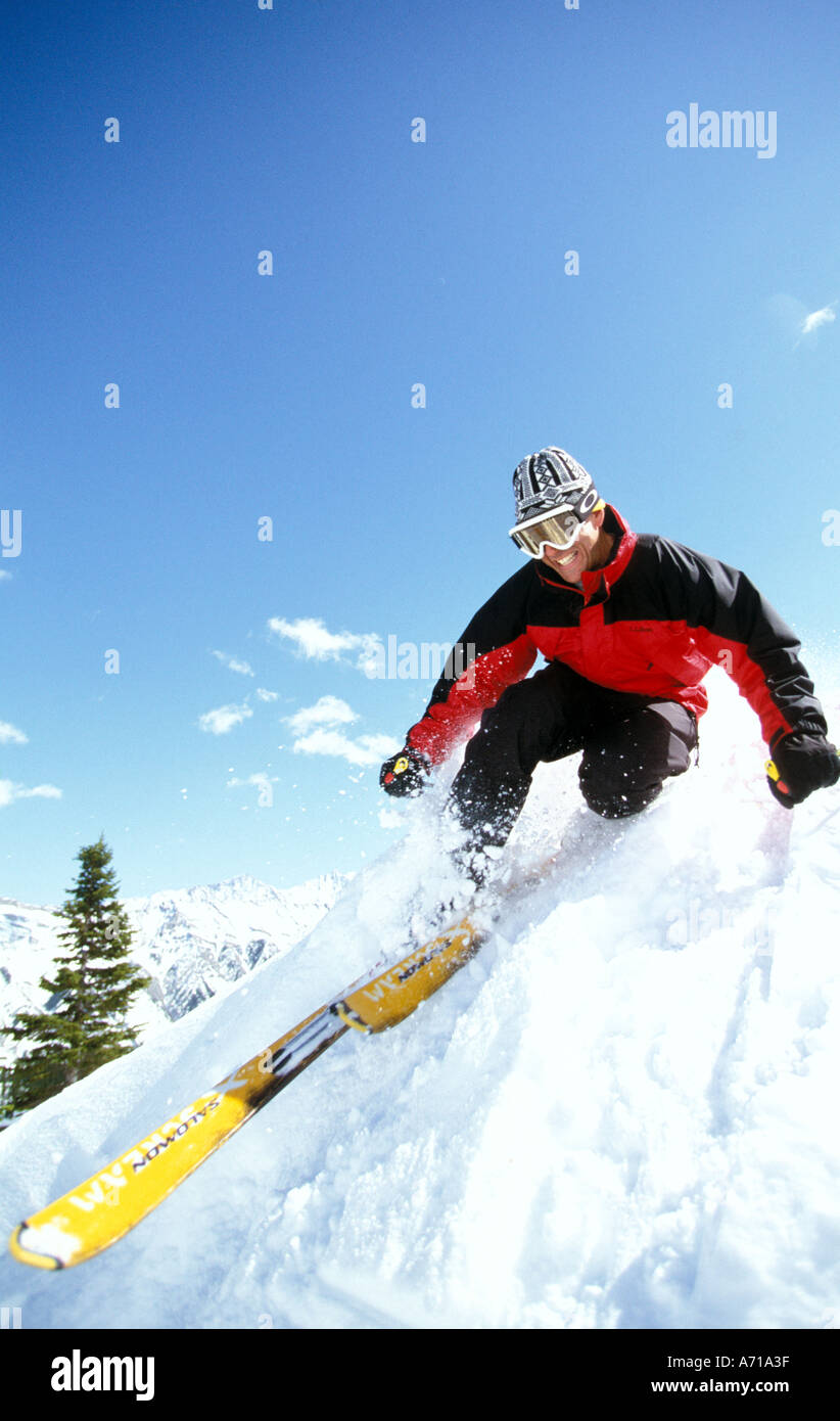 Telemark-Skifahrer Festungsberg Kanada Stockfoto