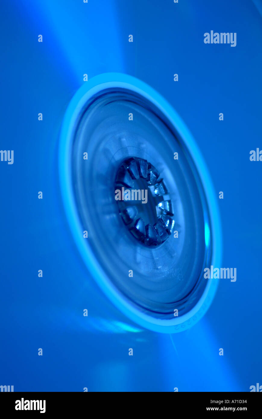 Zentrum-Detail von einer Compact Disc und Fall Stockfoto