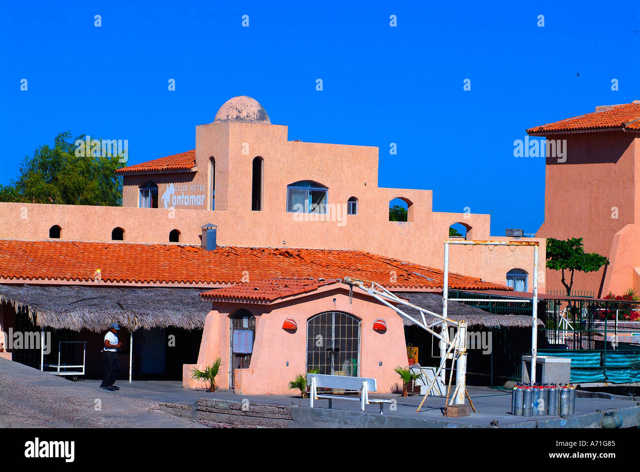 Farbige Gebäude in Baja California Stockfoto