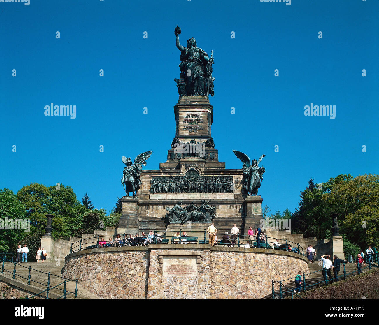 "Geographie / Reisen, Deutschland, Hessen, Rüdesheim, Denkmal, Niederwalddenkmal,"Germania", gegossen von Ferdinand von Miller 1877 - Stockfoto