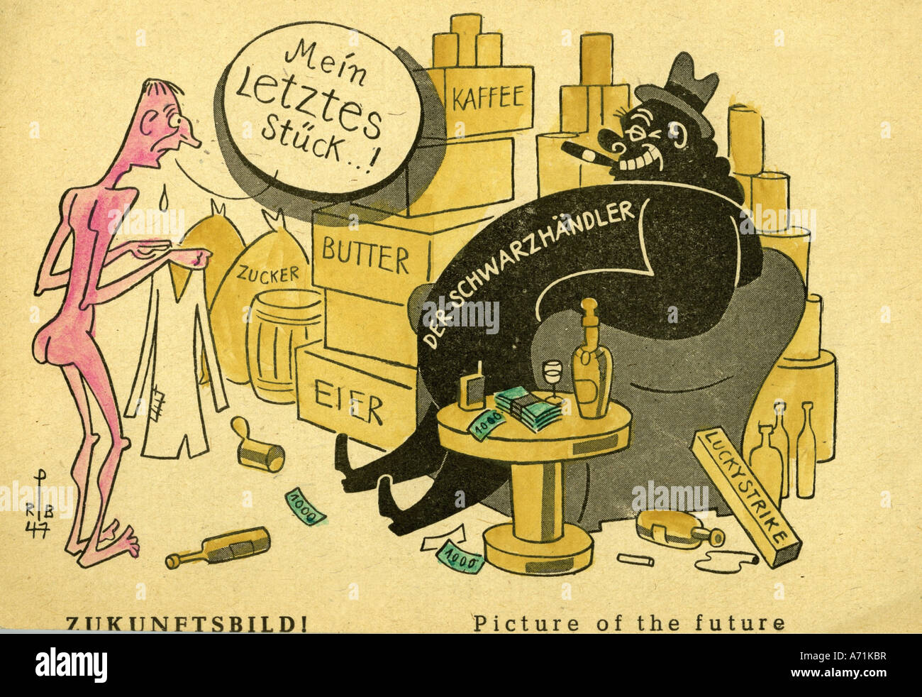 Karikatur Deutschland Nach 1945 Ereignisse, Nachkriegsära, Deutschland, Karikatur, "Bild der Zukunft
