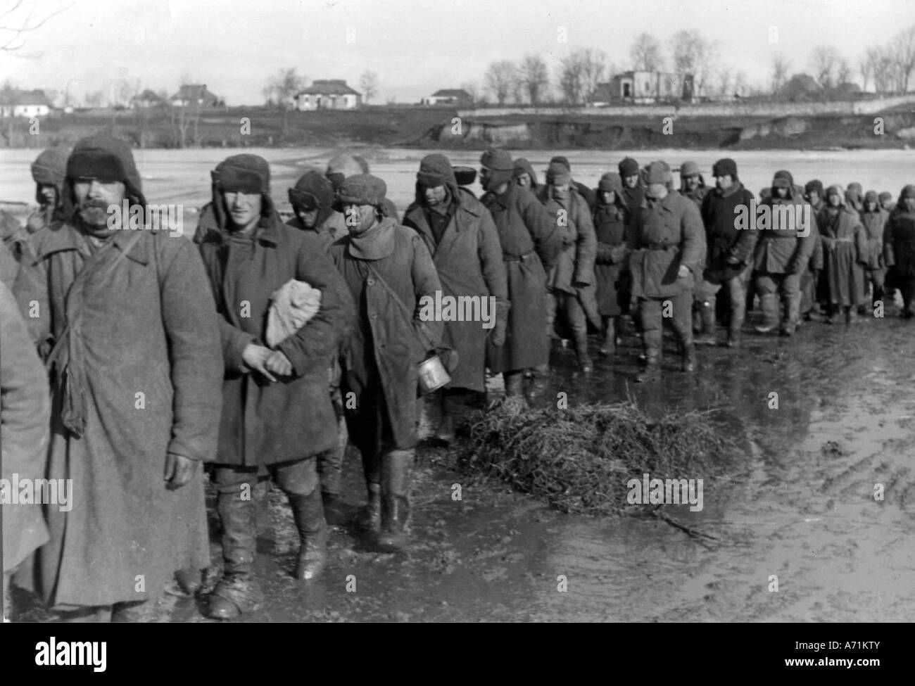 Ereignisse, Zweiter Weltkrieg/zweiter Weltkrieg, Kriegsgefangene, gefangengenommene sowjetischen Soldaten, Gebiet Britskoye, Ukraine, 27.1.1944, Stockfoto