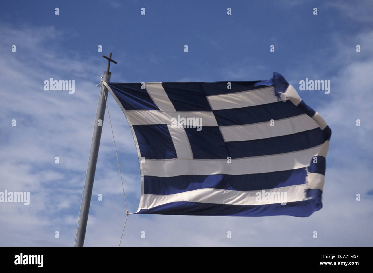 Europa, Griechenland griechische Flagge Stockfoto
