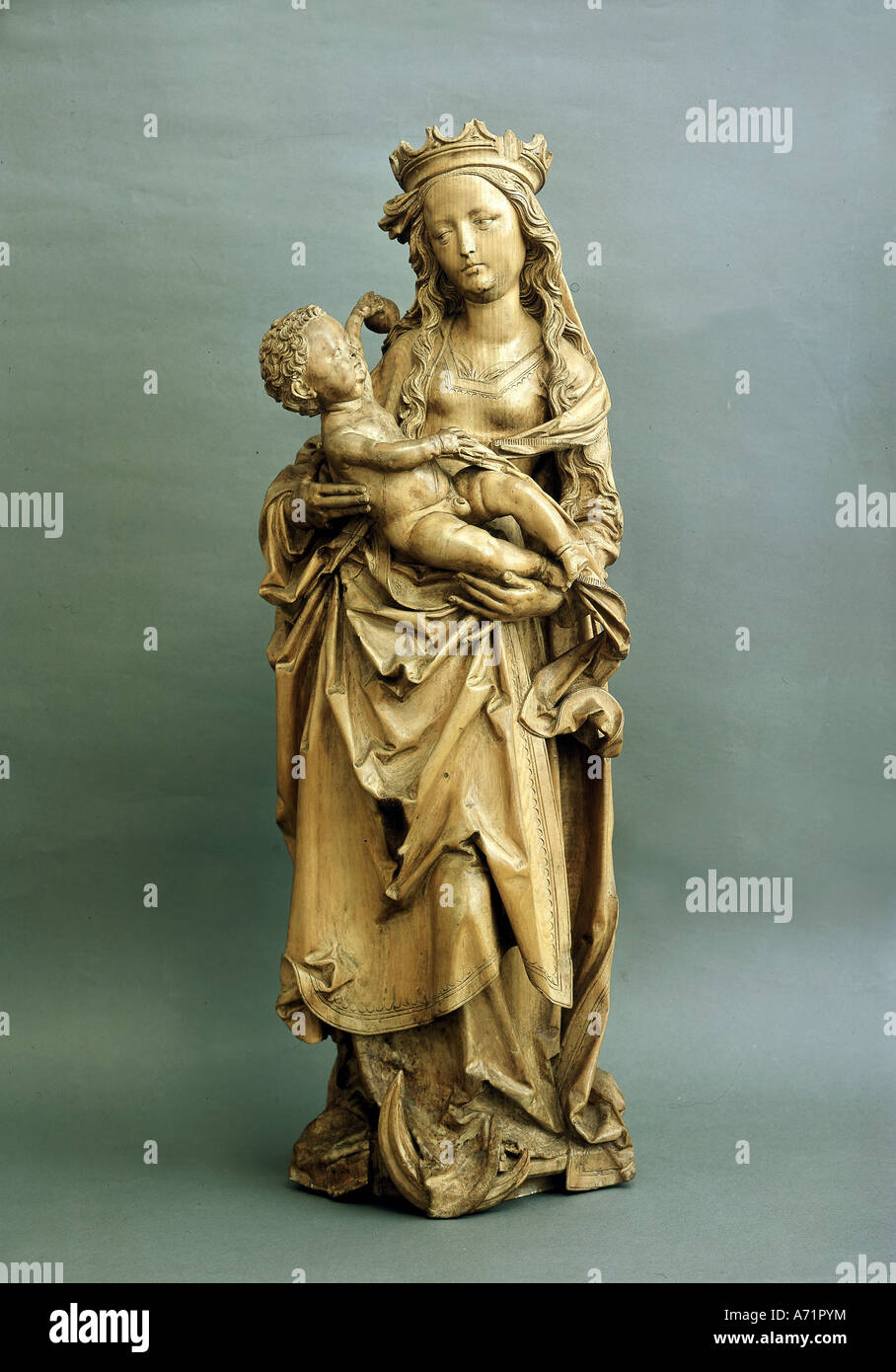 "Fine Arts, Riemenschneider, Tilman, (um 1455 - 7.7.1531), Skulptur,"Maria mit Kind", Holz, Mutter, Jesus, Christus, Religion Stockfoto