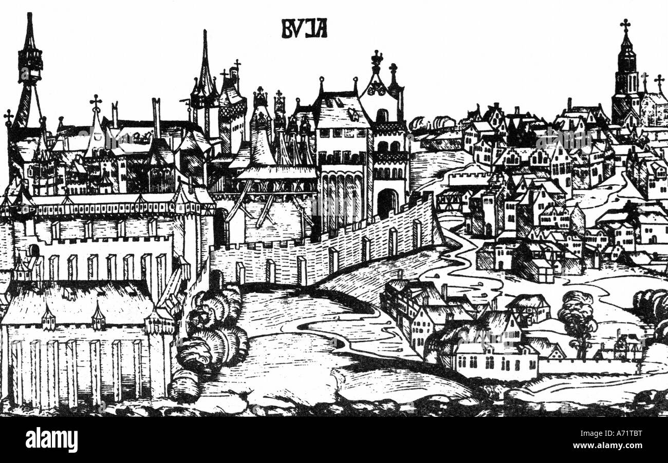 Geographie/Reise, Ungarn, Budapest, Bezirk Buda, mit Schloss, Außenansicht, 1470, Stockfoto