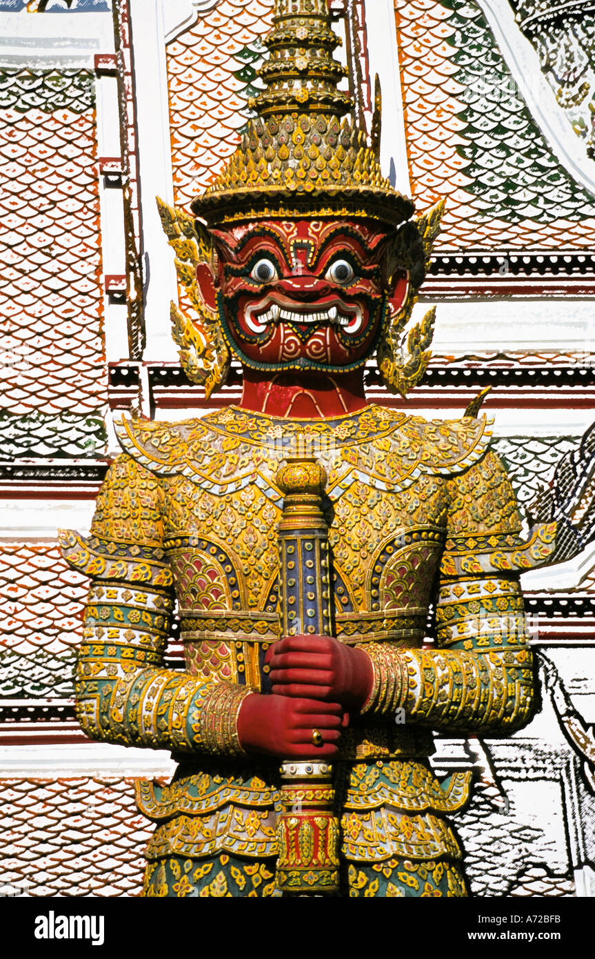 Khon-Figur am Wat Pra Keo Tempel des Smaragd-Buddha Bangkok Thailand Stockfoto