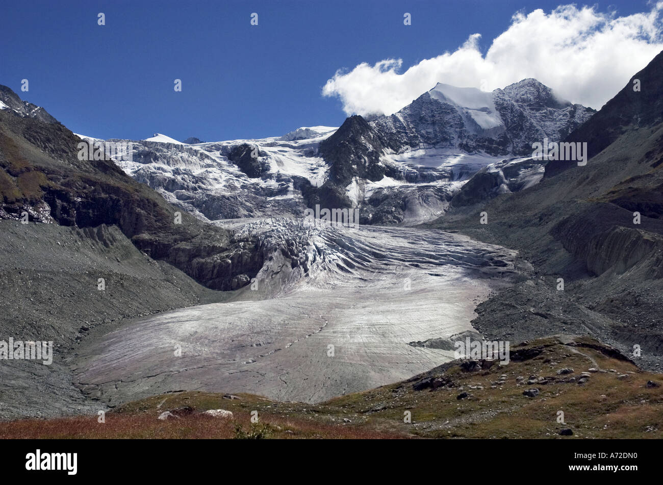 zurückziehenden Moiry Gletscher in den Schweizer Alpen Stockfoto