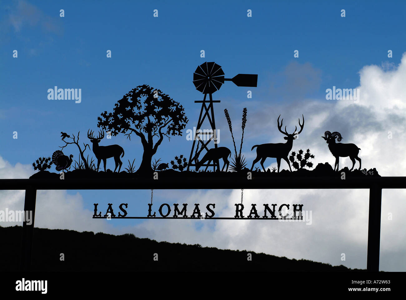 Silhouette Texas Ranch Tor Stockfoto