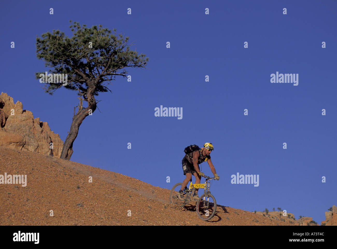 USA, Utah, in der Nähe von Red Canyon, John Dodd genießt Redrock Geröll laufen, (MR) Stockfoto