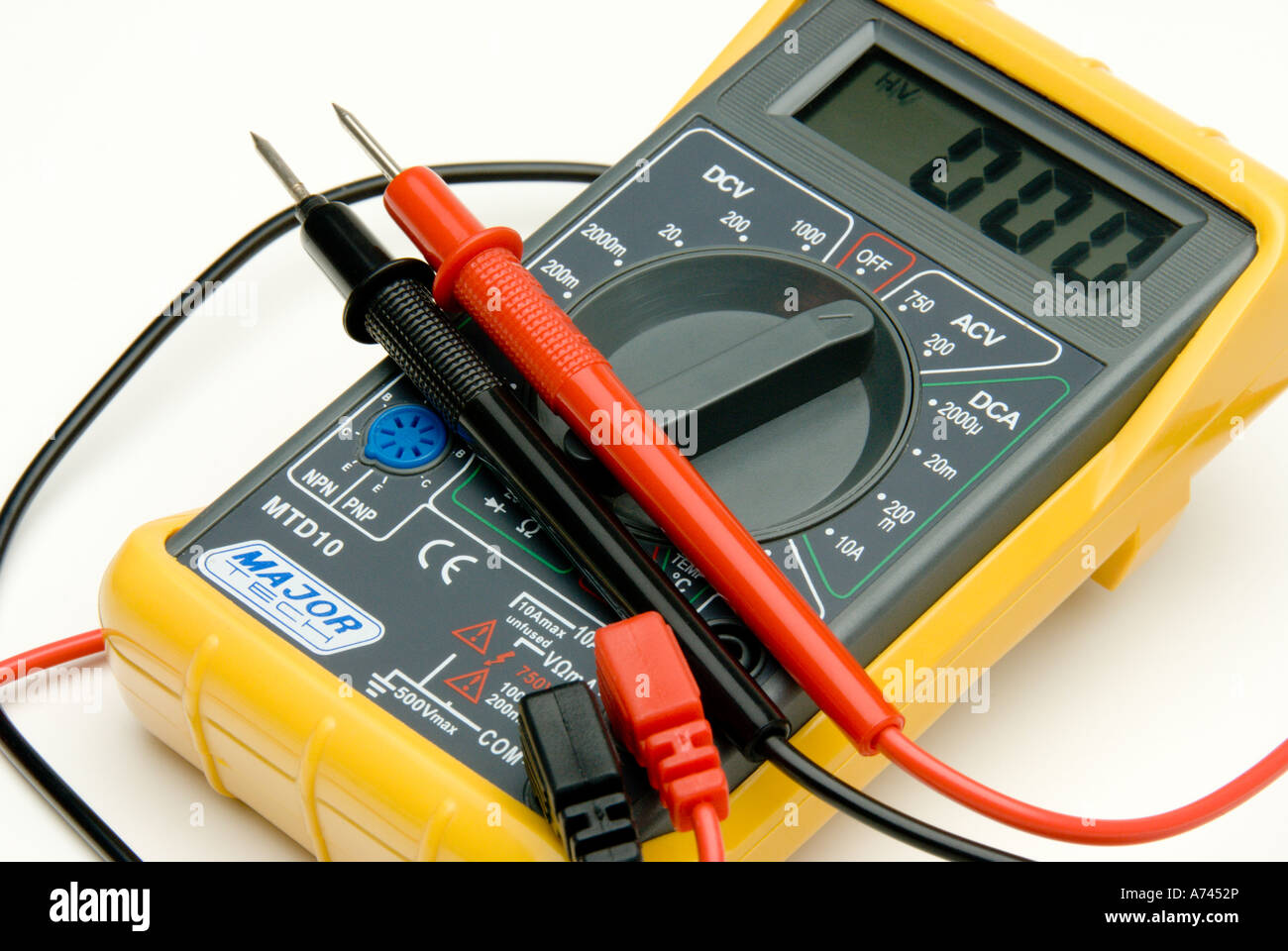 Amp-Volt-Batterie-Leser Stockfoto