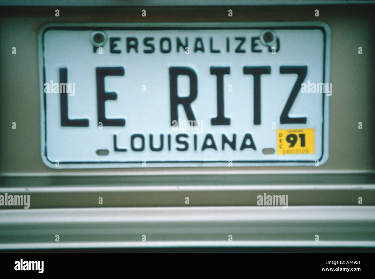 Eitelkeit Nummernschild Louisiana Stockfoto