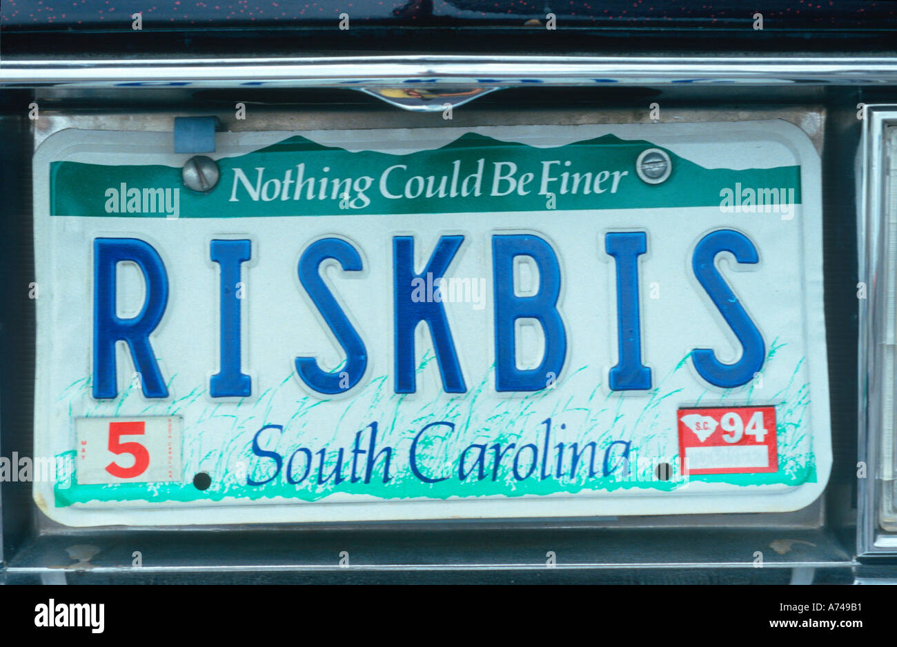 Eitelkeit Nummernschild South Carolina Stockfoto