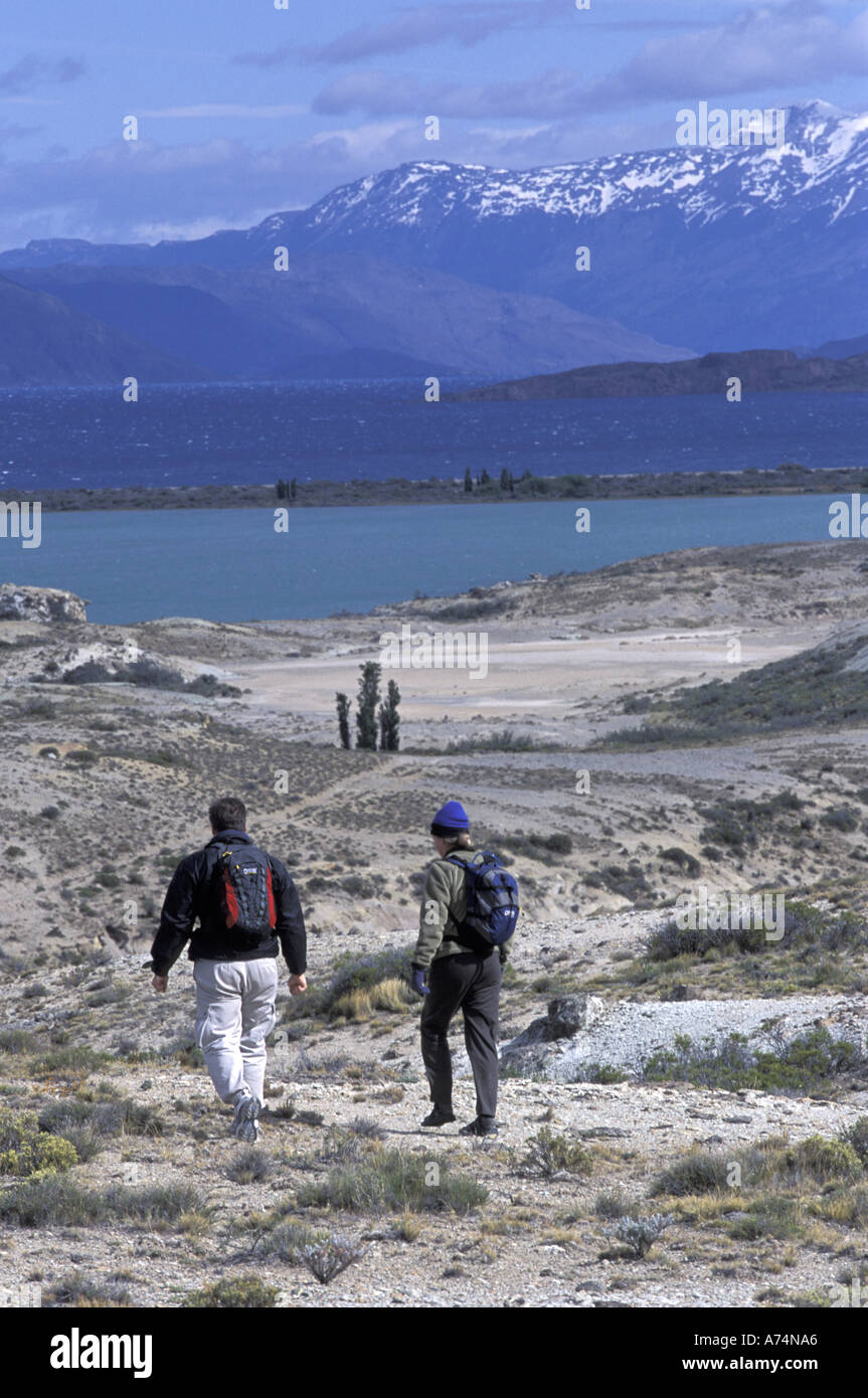 Patagonien, Argentinien, Provinz Santa Cruz, Wanderung rund um den Lago Posadas, See Pueyrredon, in der Nähe von Hosteria Lagos del Furioso (MR) Stockfoto
