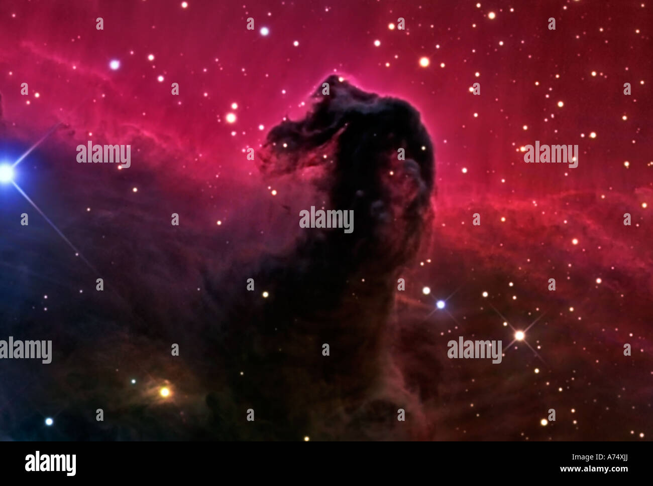 Pferdekopf-Nebel, auch bekannt als Barnard 33 in hellen Nebel IC 434 ist ein dunkler Nebel im Sternbild Orion. Stockfoto