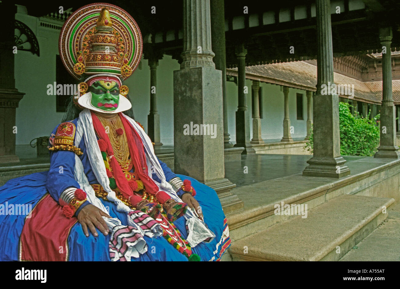 KATHAKALI KÜNSTLER IM KUTHIRAMALIKA PALAST TRIVANDRUM KERALA Stockfoto