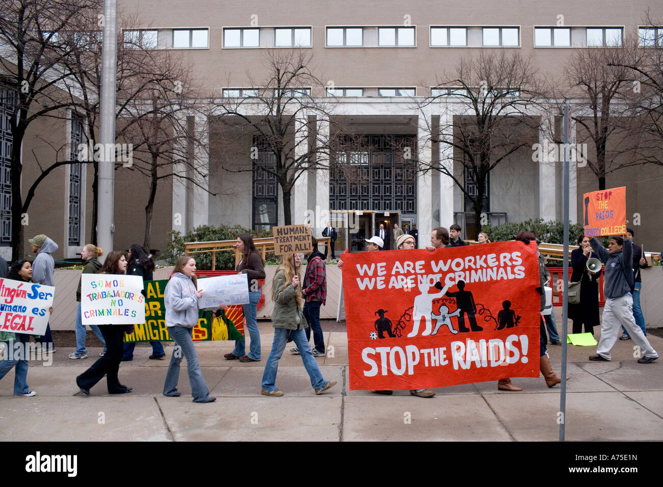 Immigration Reform Protest in Hartford, Connecticut USA Demonstranten gegen Abschiebung illegaler Wanderarbeiter Stockfoto