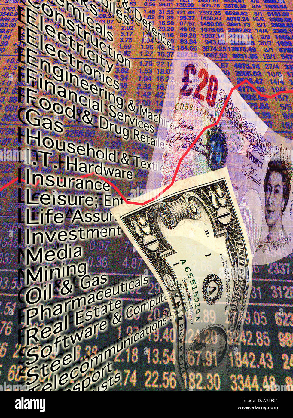 Börse, Finanzen und Aktien Aktienkurse Stockfoto