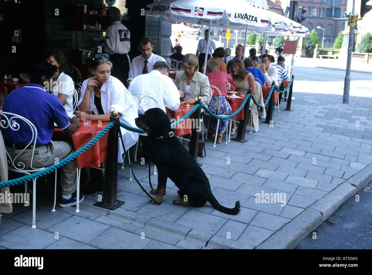 Menschen Essen im Freien in Gamla Stan STOCKHOLM Schweden Stockfoto