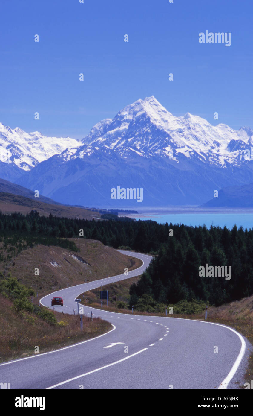 Der Weg zum Mount Cook Aoraki Südinsel Neuseeland Stockfoto