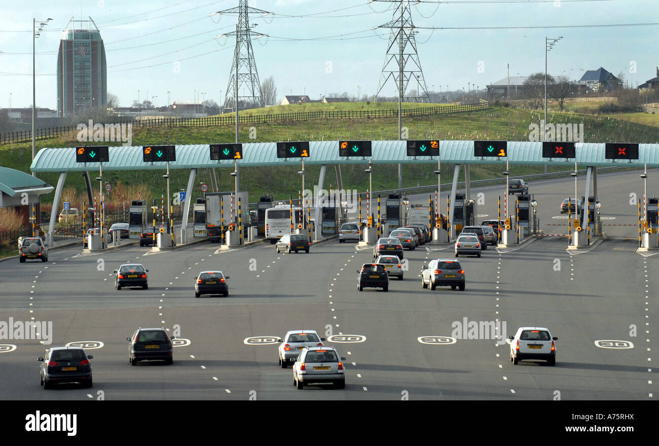 DIE M6 MAUTSTRAßE ZAHLUNG STÄNDE AUF GROßE WYRLEY, IN DER NÄHE VON CANNOCK,STAFFORDSHIRE,ENGLAND.UK Stockfoto