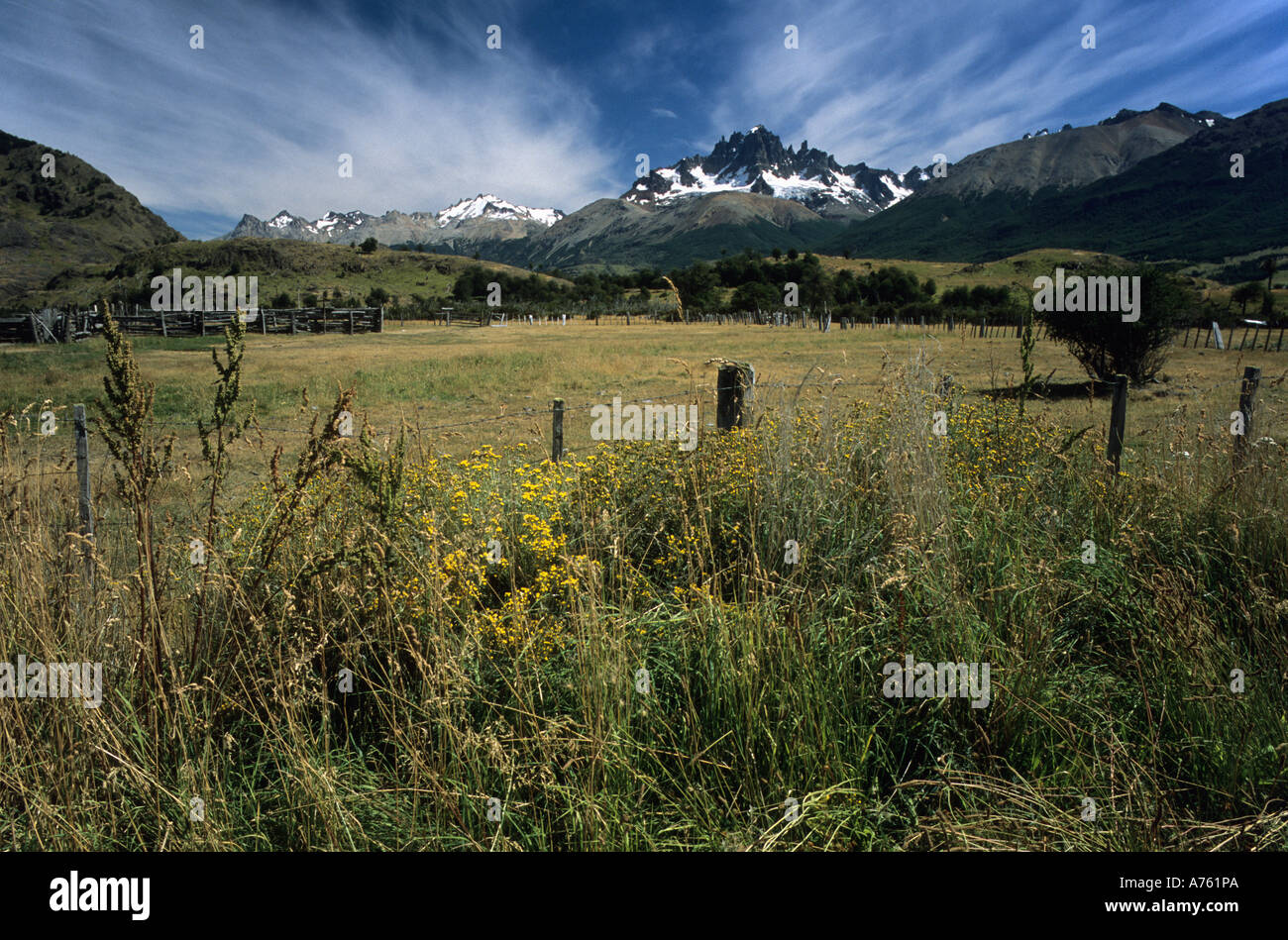 Blick auf den Cerro Castillo Mountain der Souther Chile Stockfoto
