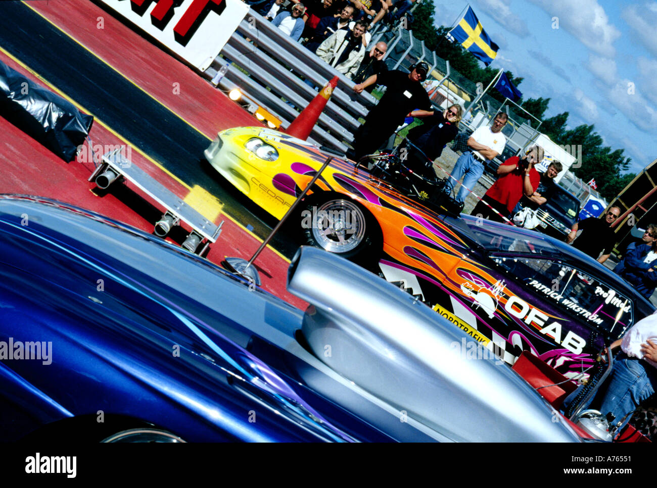 Drag racing Pro Mod dragsters am Start Stockfoto