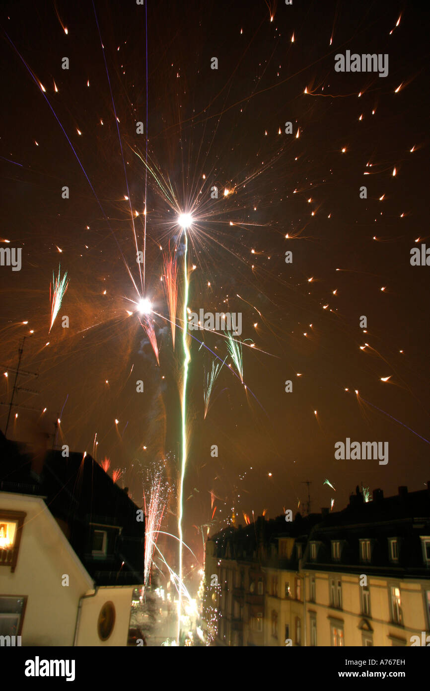 Feuerwerk in der Stadt Stockfoto